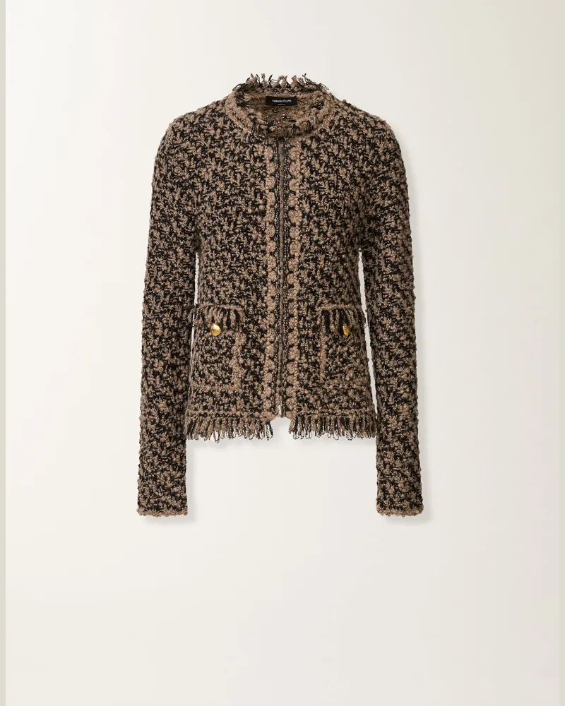 Fabiana Filippi Jacke Aus Tweed Und Pailletten, In Schlamm Und Schwarz - Frau Mäntel Braun Braun