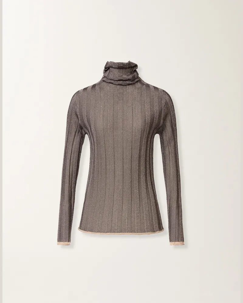 Fabiana Filippi Lurex Rollkragenpullover, Grau Und Weiß - Frau Strickwaren Grau Grau