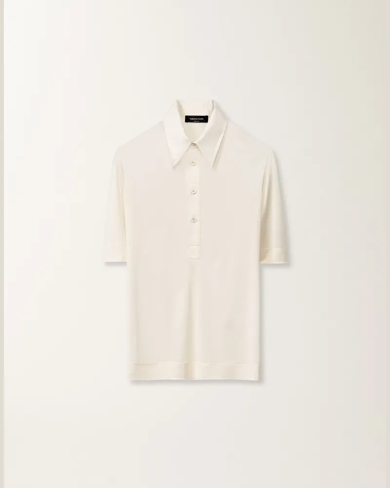 Fabiana Filippi Polo Aus Jersey In Seide, Buttergelb - Frau T-shirts & Tops Weiss Weiss