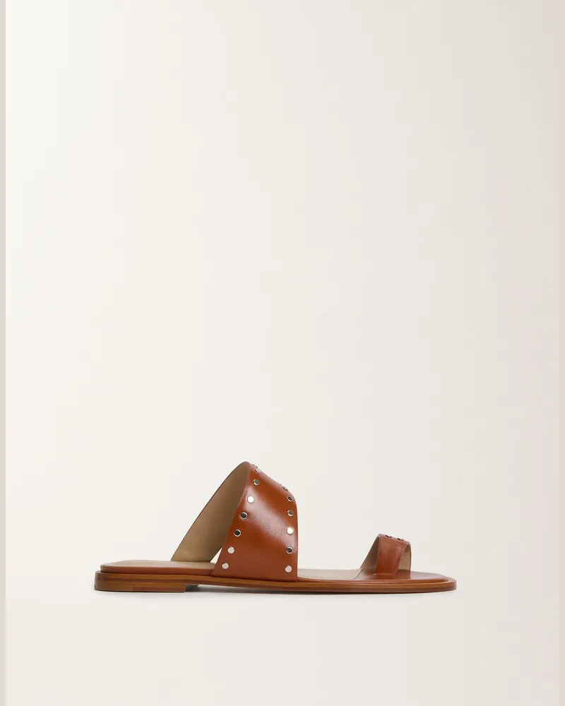Fabiana Filippi Zehensandalen Aus Leder Mit Nieten, Lederbraun - Frau Sandalen Leder Leder