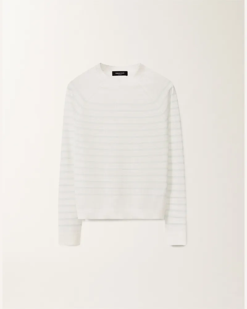 Fabiana Filippi Gestreifter Pullover Aus Leinen, Weiß Und Wassergrün - Frau Strickwaren Weiss/wassergrün Weiss