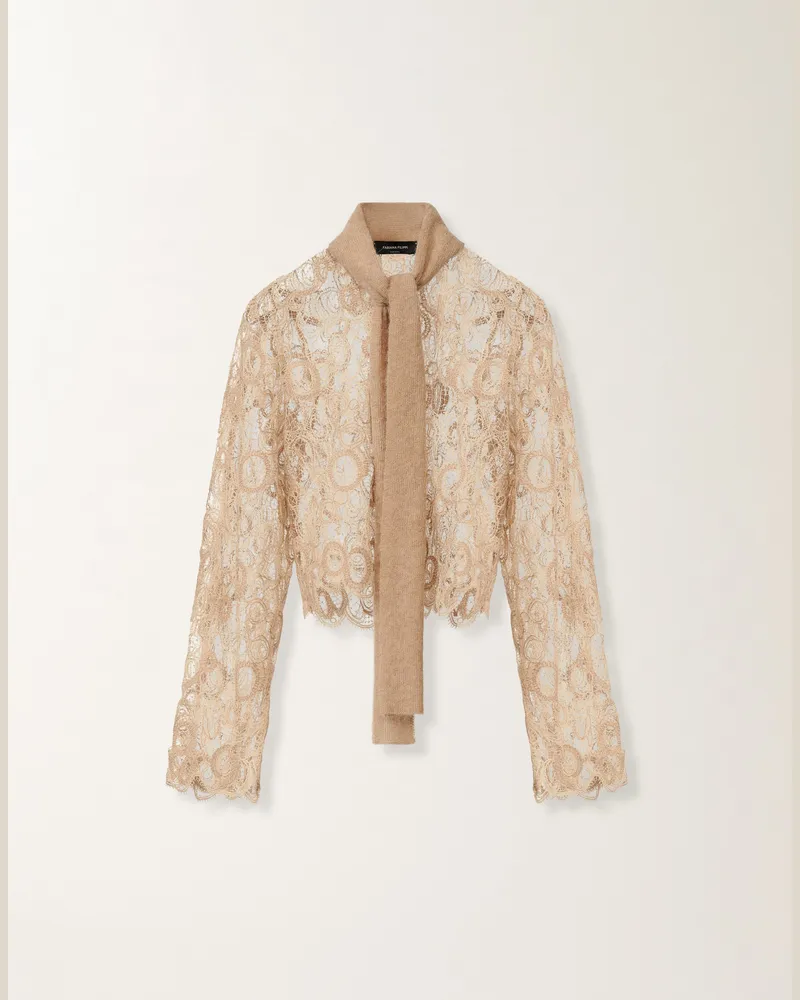 Fabiana Filippi Cropped-bluse Aus Makramee-spitze, Ahornfarben - Frau Hemden Beige Beige