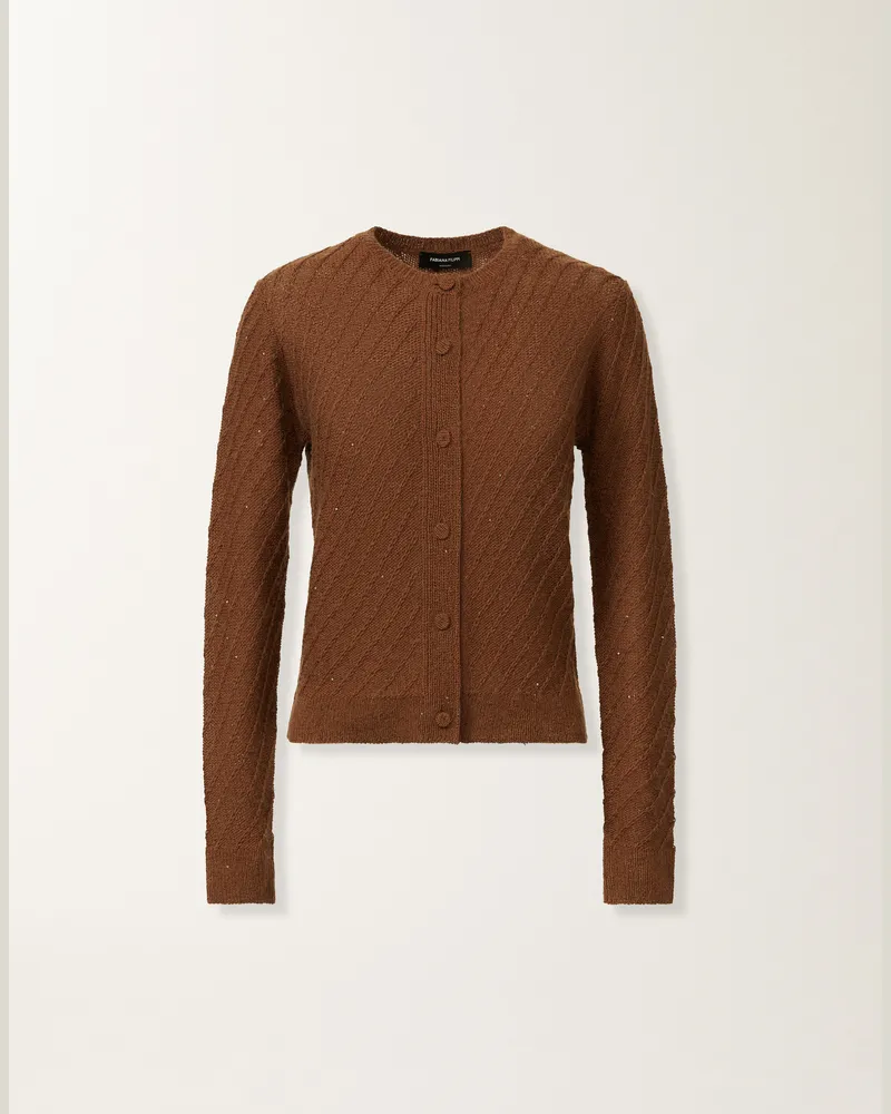 Fabiana Filippi Cardigan Aus Wolle Und Seide Mit Pailletten, Mahagoni - Frau Strickwaren Braun Braun