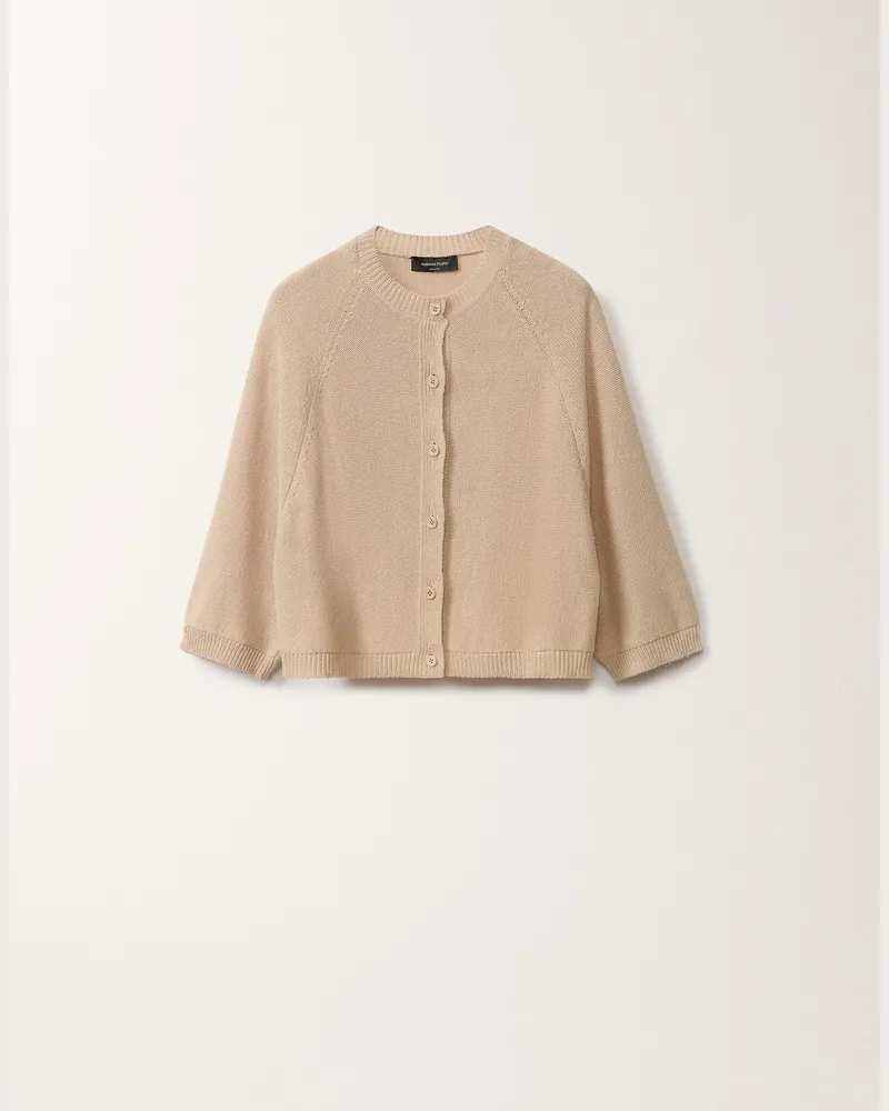 Fabiana Filippi Cape-cardigan Aus Baumwolle Und Leinen Mit Pailletten, Sand - Frau Strickwaren Sand Sand