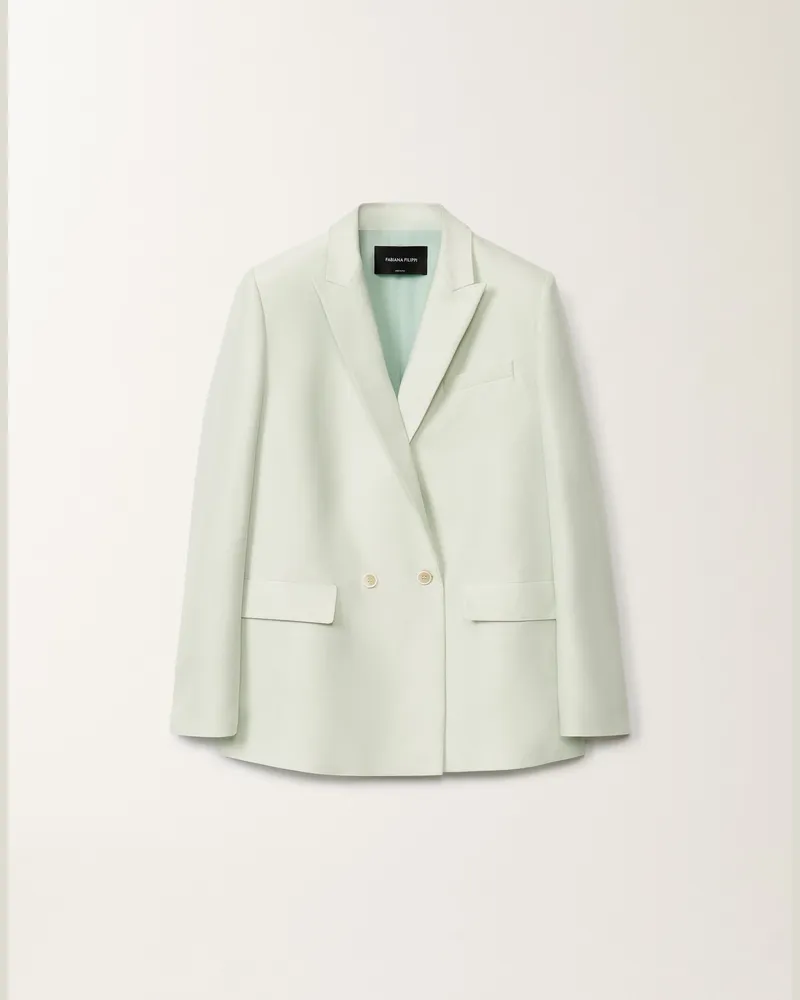 Fabiana Filippi Zweireihige Jacke Aus Baumwolle Und Mikado-seide, Wassergrün - Frau Blazer Wassergrün Wassergrün