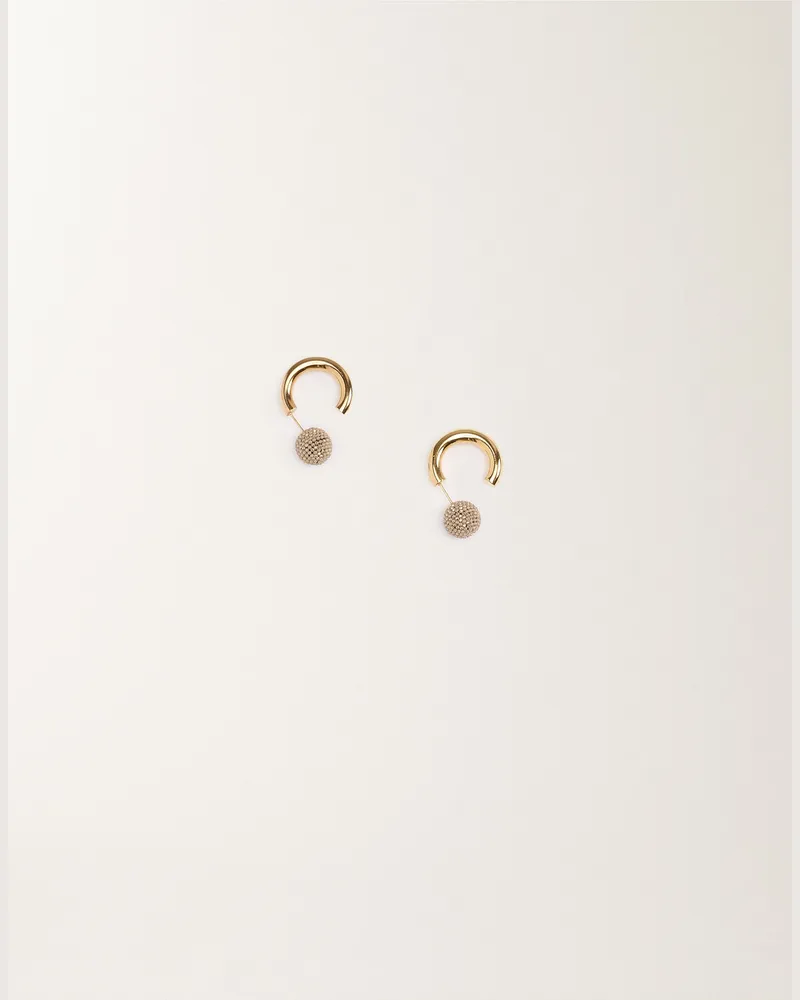 Fabiana Filippi Ohrringe Mit Kreis Aus Diamantfaden, Kamelfarben - Frau Schmuck Gold Gold
