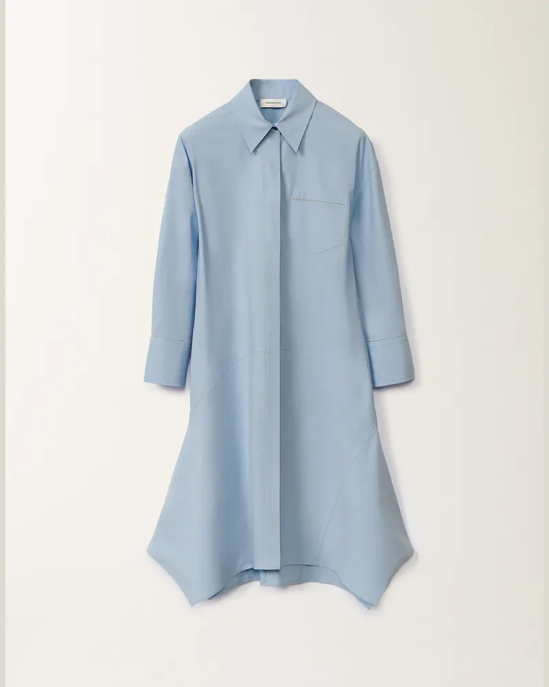 Fabiana Filippi Hemdblusenkleid Aus Stretch-popeline, Hellblau - Frau Kleider Hellblau Hellblau