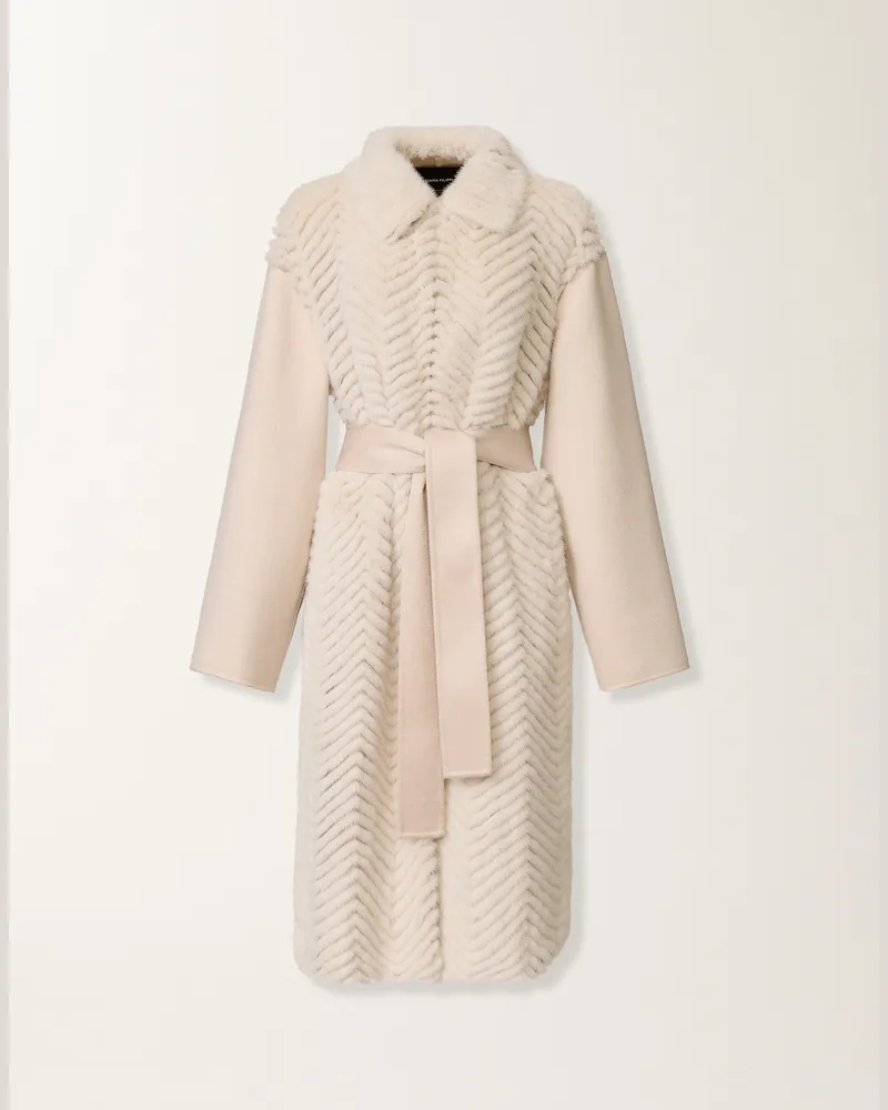 Fabiana Filippi Mink-chevron-mantel, Perle Und Greige - Frau Leder Und Pelz Weiß Weiß