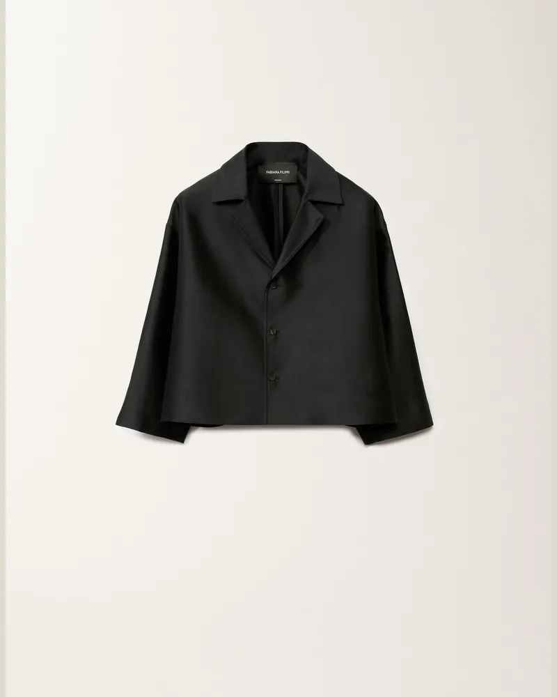 Fabiana Filippi Jacke Aus Baumwolle Und Mikadostoff In Seide, Schwarz - Frau Blazer Schwarz Schwarz