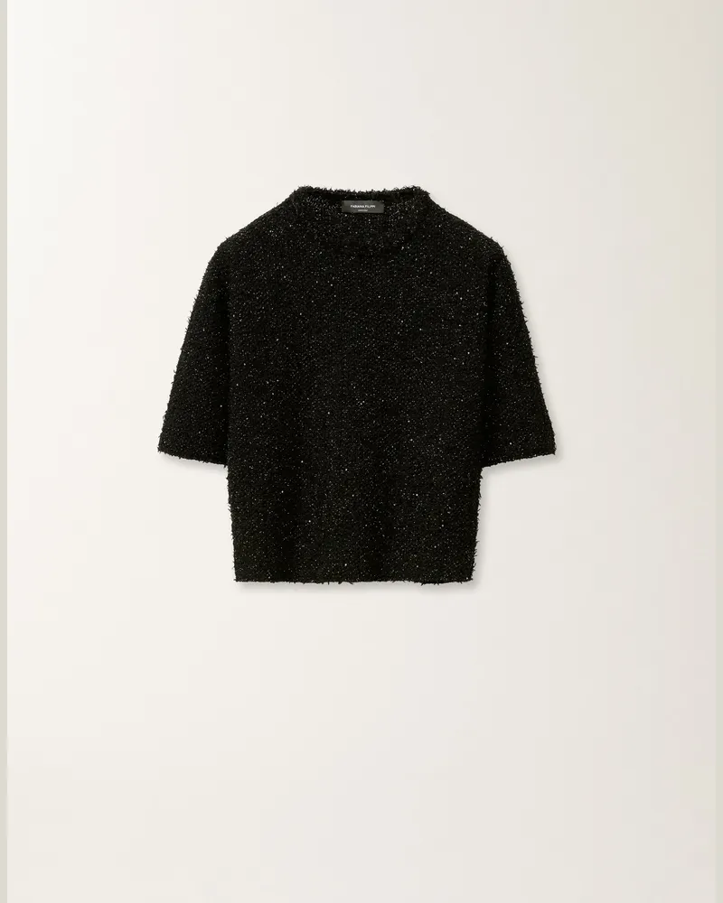 Fabiana Filippi T-shirt Mit Tweed-effekt, Schwarz - Frau Strickwaren Schwarz Schwarz