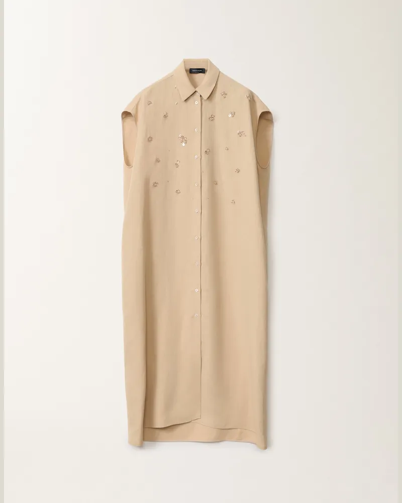 Fabiana Filippi Blusenkleid Aus Leinen Und Viskose, Sand - Frau Kleider Sand Sand