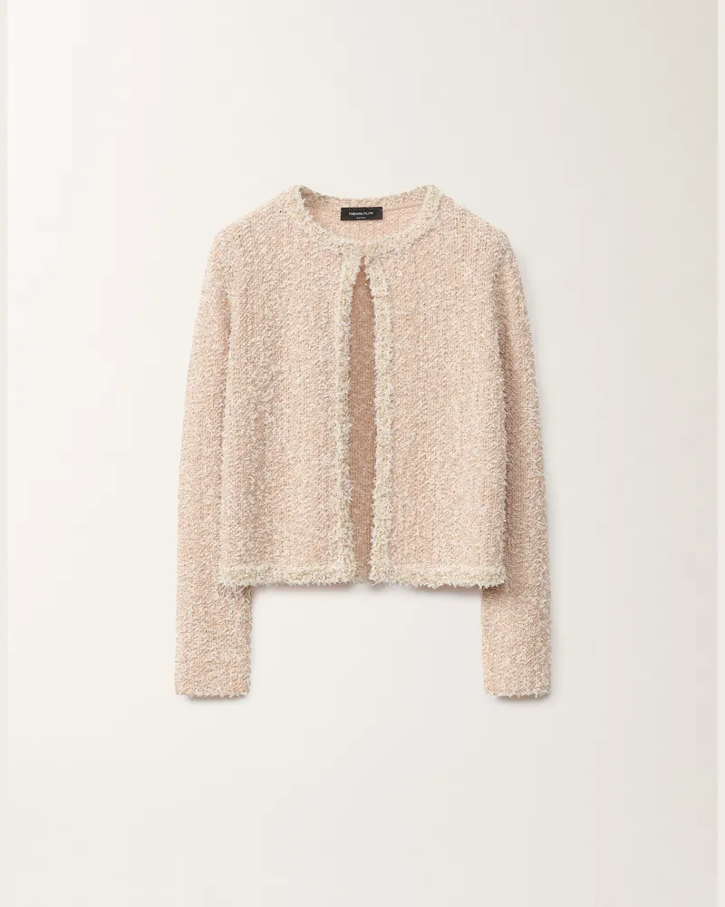 Fabiana Filippi Jacke Mit Tweed-effekt, Puderrosa Und Zitronengelb - Frau Strickwaren Rosa Rosa