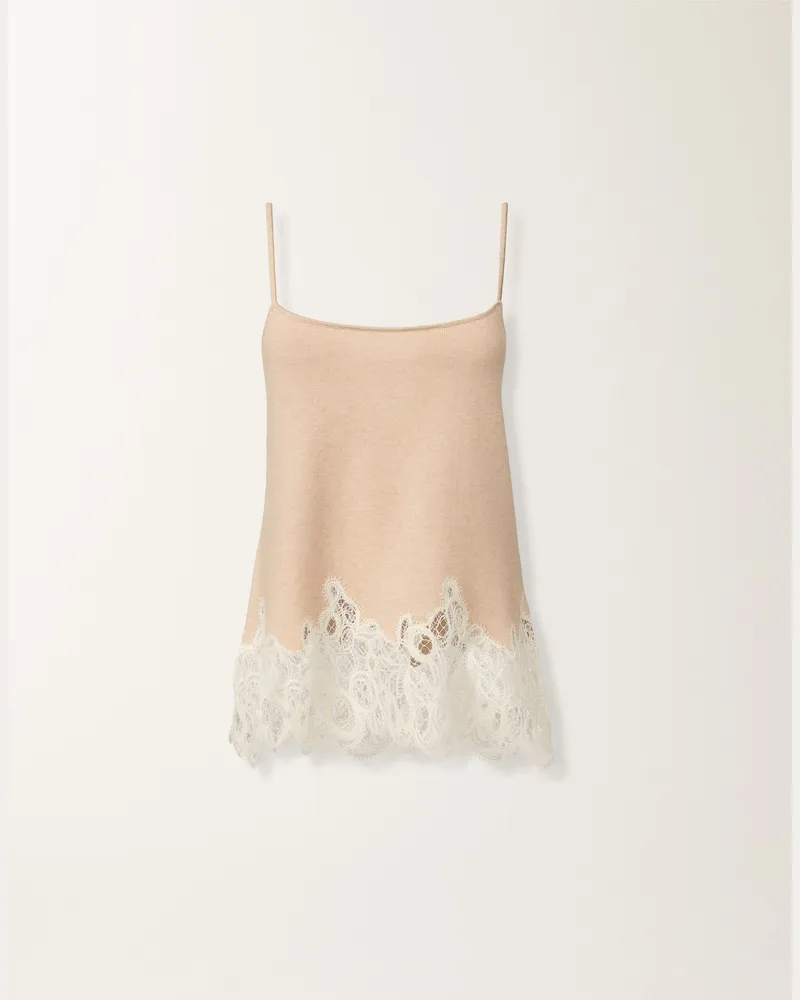 Fabiana Filippi Dessous-top Aus Platinum Mit Makramee-spitze, Seilbraun - Frau  Beige Beige