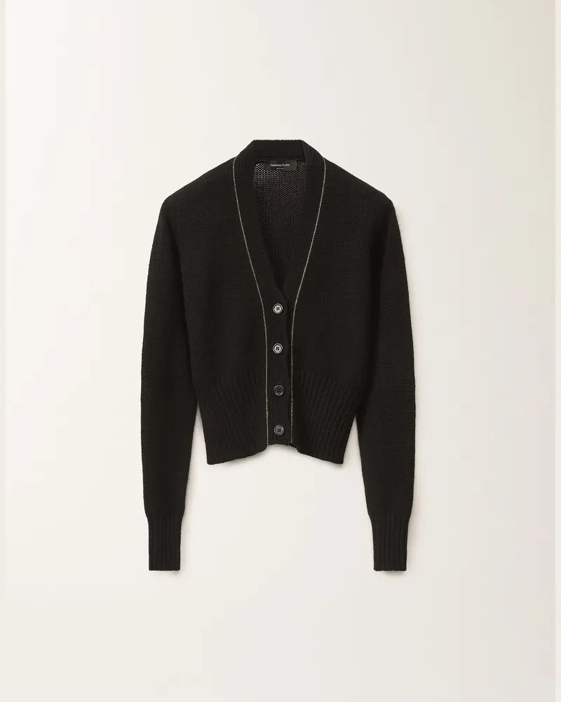 Fabiana Filippi Cardigan Aus Aufgerautem Kaschmir, Schwarz - Frau Strickwaren Schwarz Schwarz