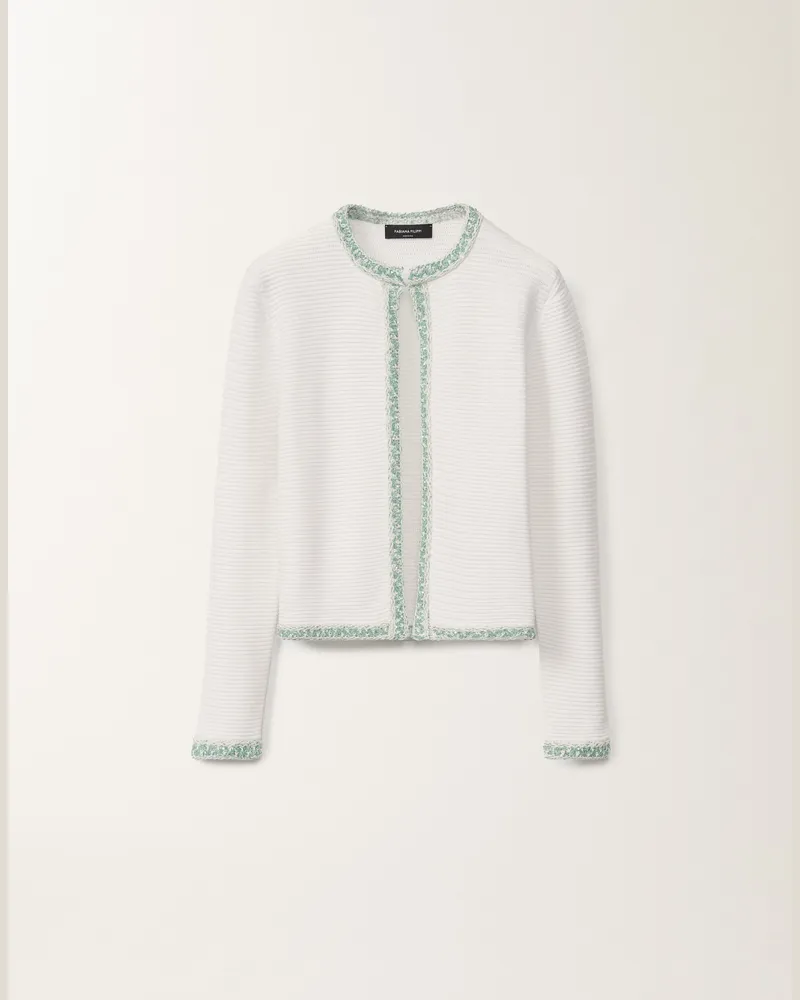 Fabiana Filippi Cardigan Aus Bio-baumwolle, Optisch Weiß Und Wassergrün - Frau Strickwaren Weiss/wassergrün Weiss
