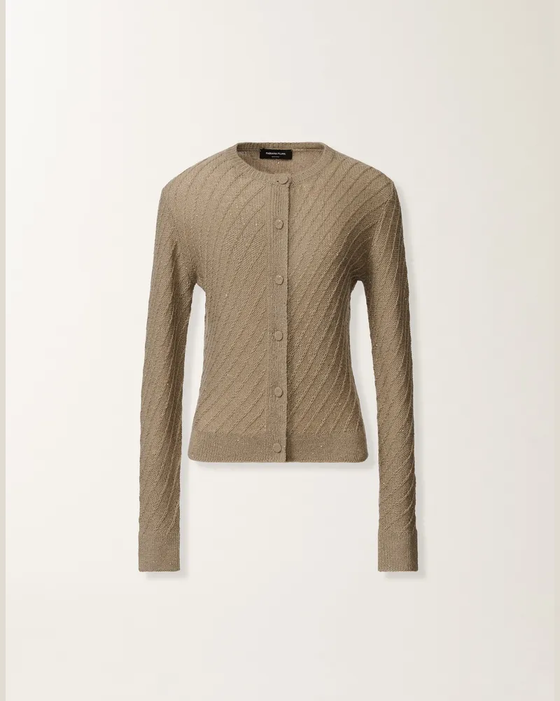 Fabiana Filippi Cardigan Aus Wolle Und Seide Mit Pailletten, Olivgrün - Frau Strickwaren Grün Grün