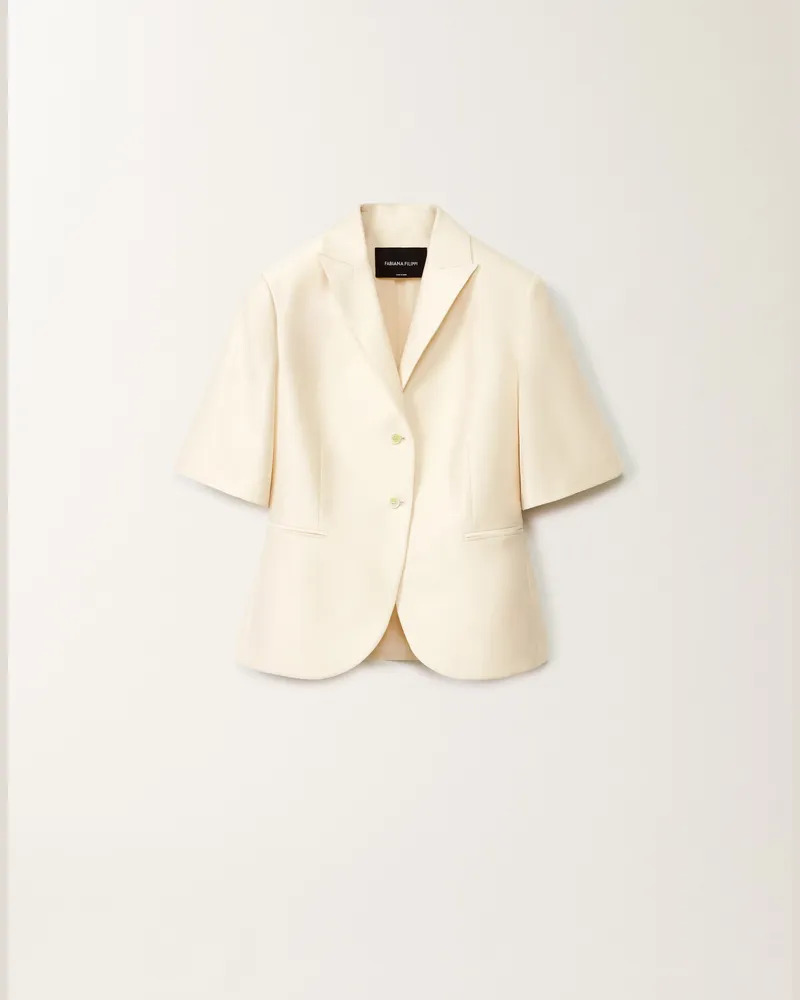 Fabiana Filippi Kurzarmjacke Aus Baumwolle Und Mikado-seide, Vanille - Frau Blazer Vanille Vanille