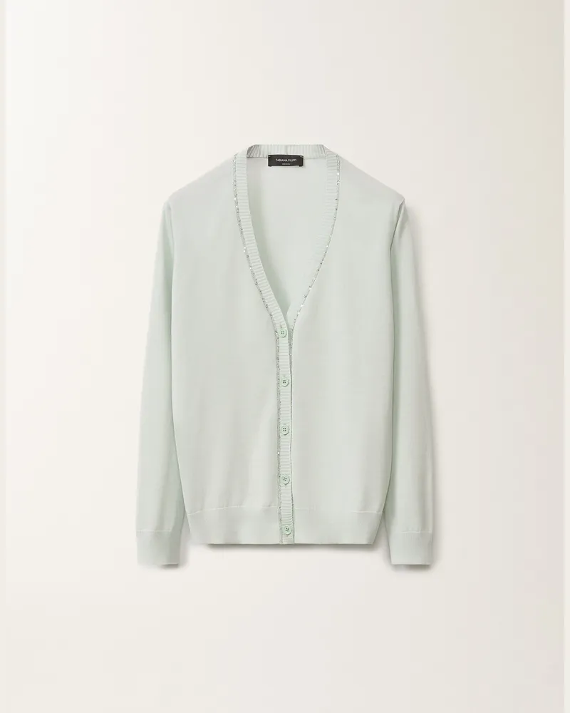 Fabiana Filippi Strickjacke Aus Bio-baumwolle, Wassergrün - Frau Strickwaren Wassergrün Wassergrün