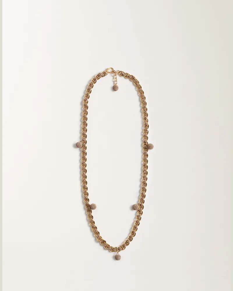 Fabiana Filippi Lange Kette Aus Diamantfaden, Kamelfarben - Frau Schmuck Gold Gold