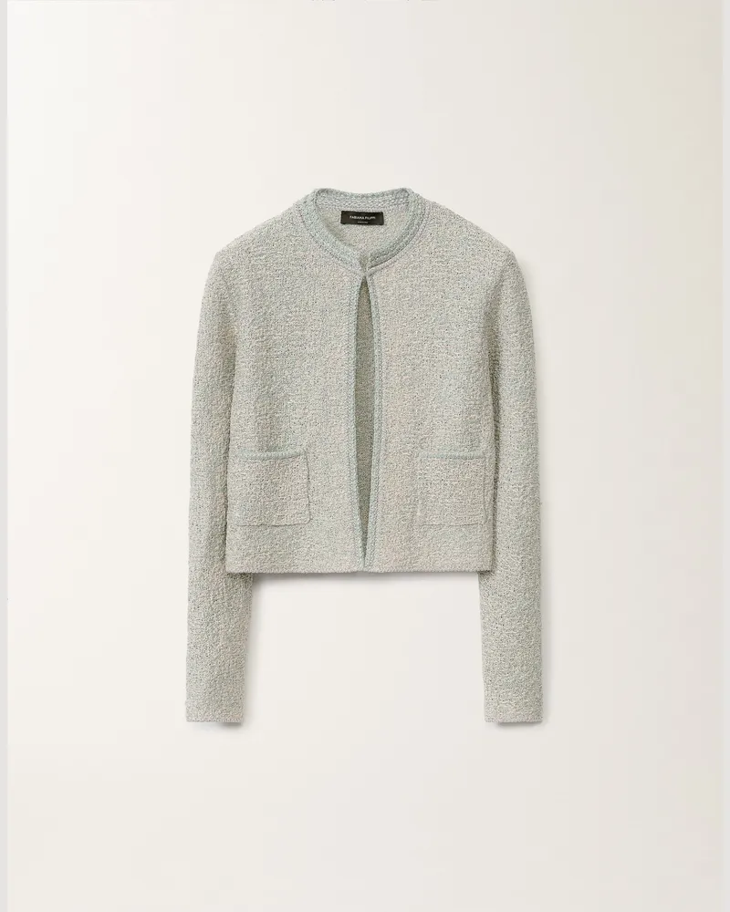 Fabiana Filippi Cardigan In Tweed Aus Lurex-strick, Vanille Und Wassergrün - Frau Strickwaren Vanille/lavendel Vanille