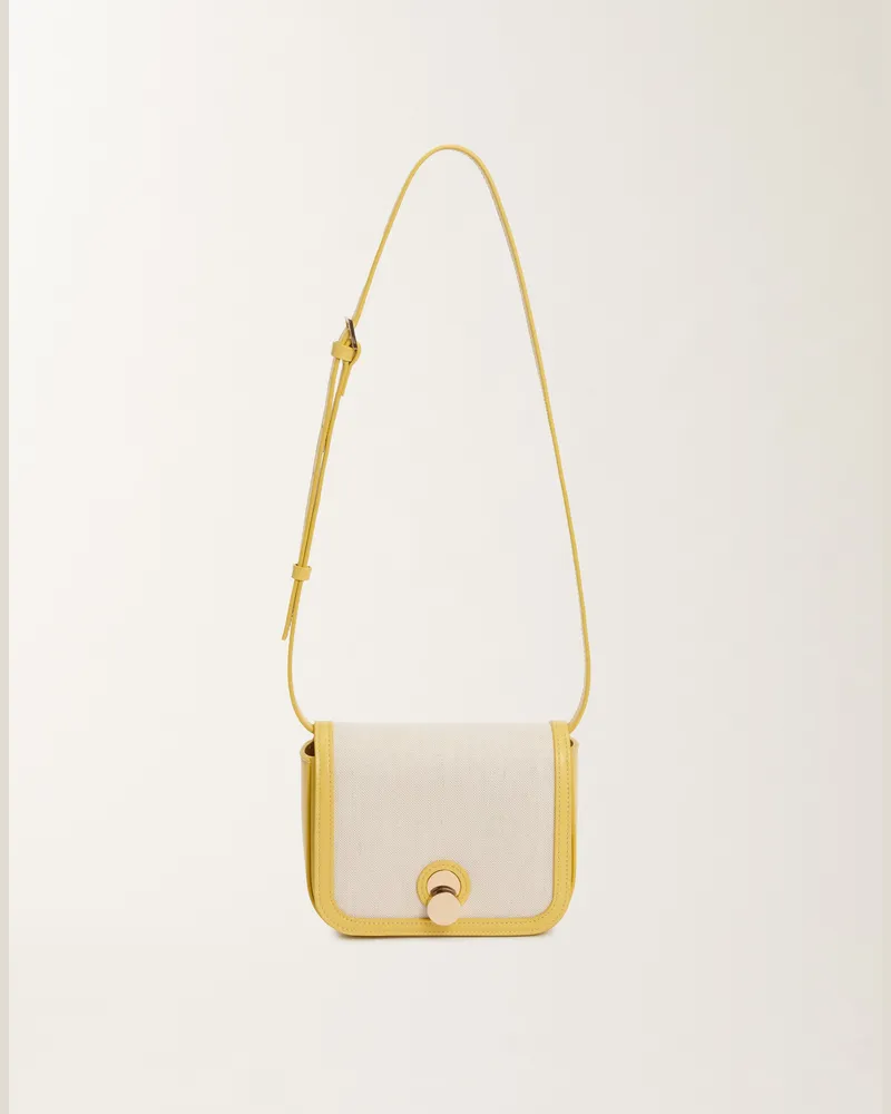 Fabiana Filippi Mini-messenger Bag Eclissi Aus Canvas Und Leder, Zederfarben - Frau Umhängetaschen Gelb Gelb