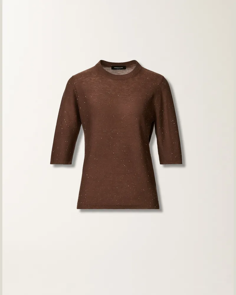 Fabiana Filippi Pullover Aus Wolle Mit Pailletten, Ebenholzbraun - Frau Strickwaren Braun Braun