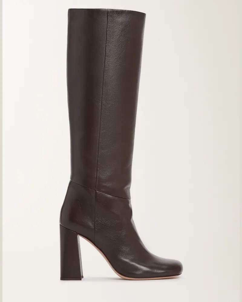 Fabiana Filippi Hoher Absatzstiefel Aus Nappaleder, Ebenholz - Frau Stiefel Weiß Weiß