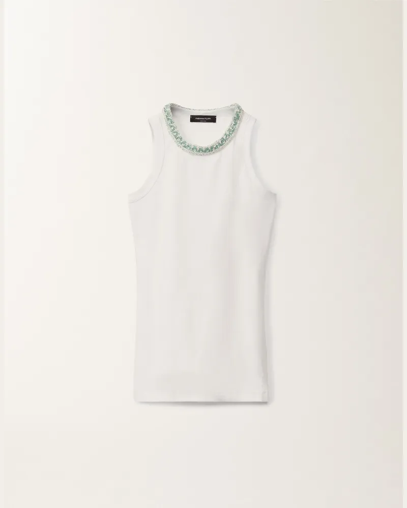 Fabiana Filippi Tanktop, Optisch Weiß Und Wassergrün - Frau T-shirts & Tops Weiss/wassergrün Weiss