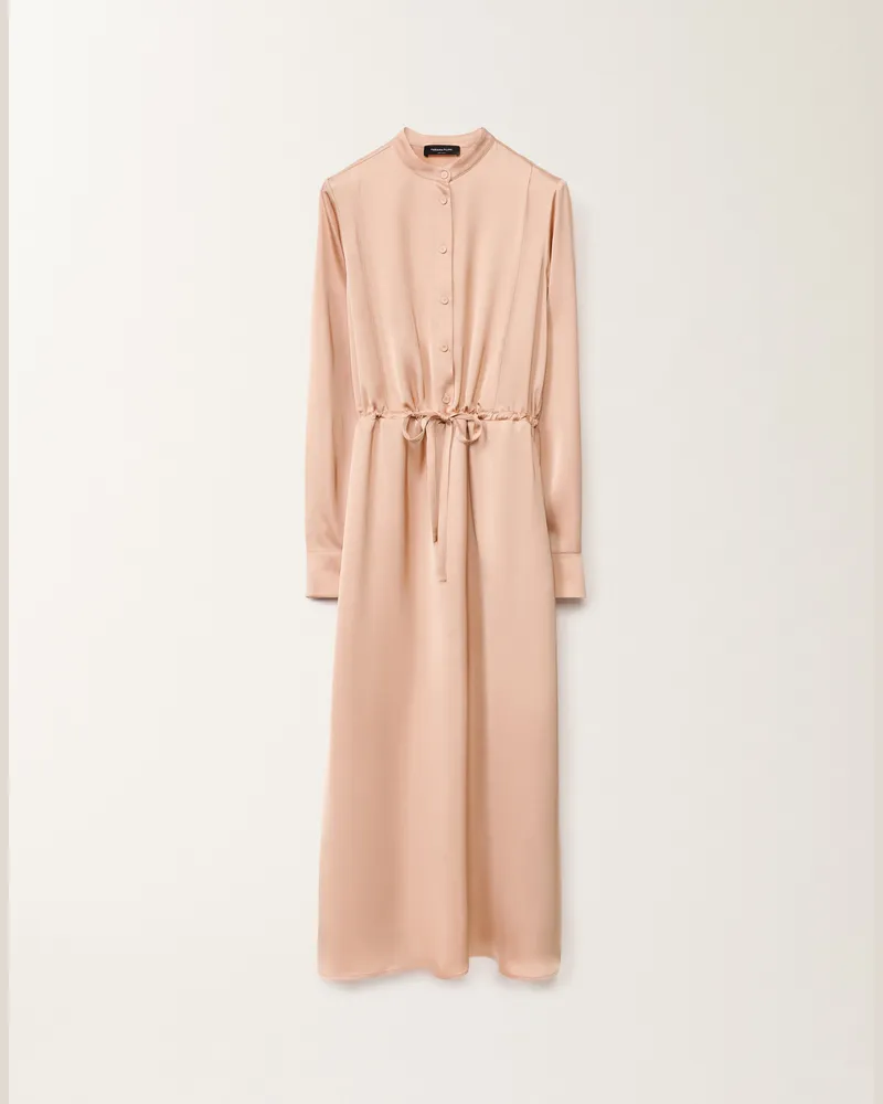 Fabiana Filippi Langes Blusenkleid Aus Satin In Viskose, Blush - Frau Kleider Rosa Rosa