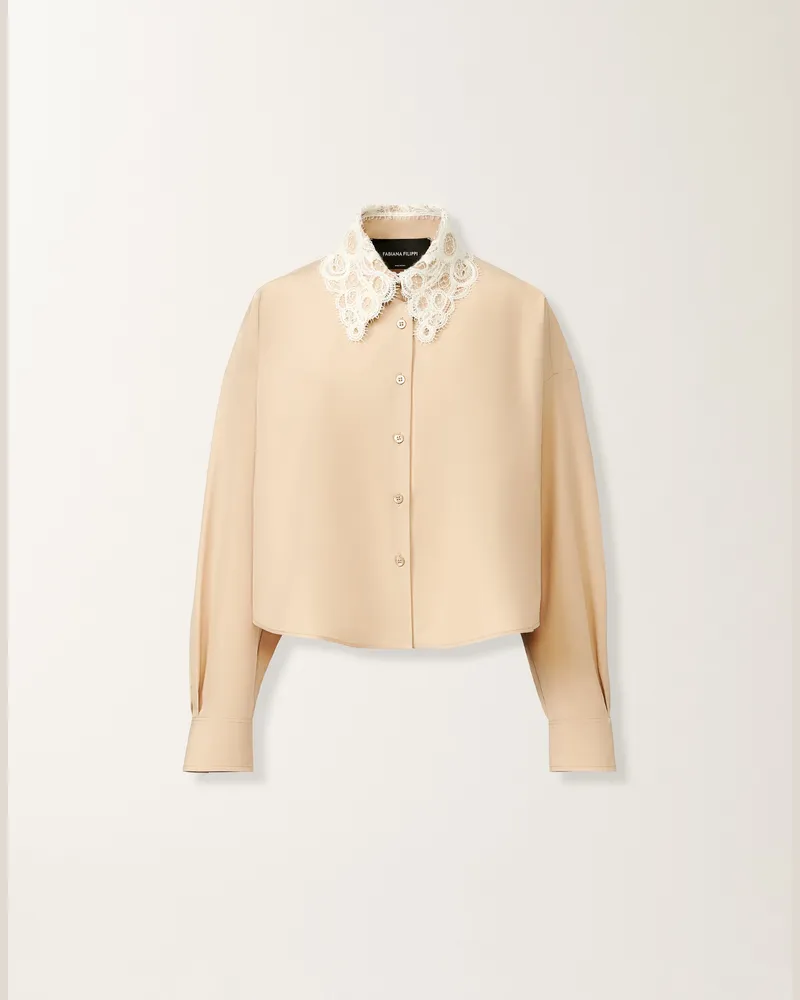 Fabiana Filippi Cropped-bluse Aus Popeline, Ahornfarben - Frau Hemden Beige Beige