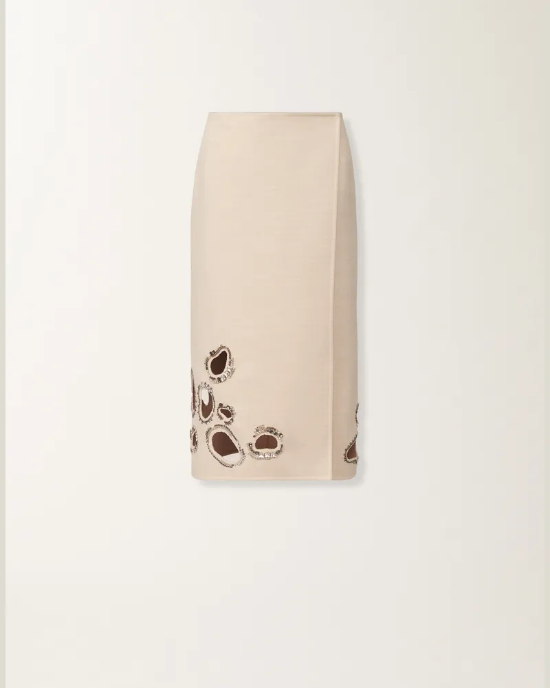 Fabiana Filippi Rock Aus Double-wollgewebe, Seilbraun Und Weidenfarben - Frau Röcke Beige Beige