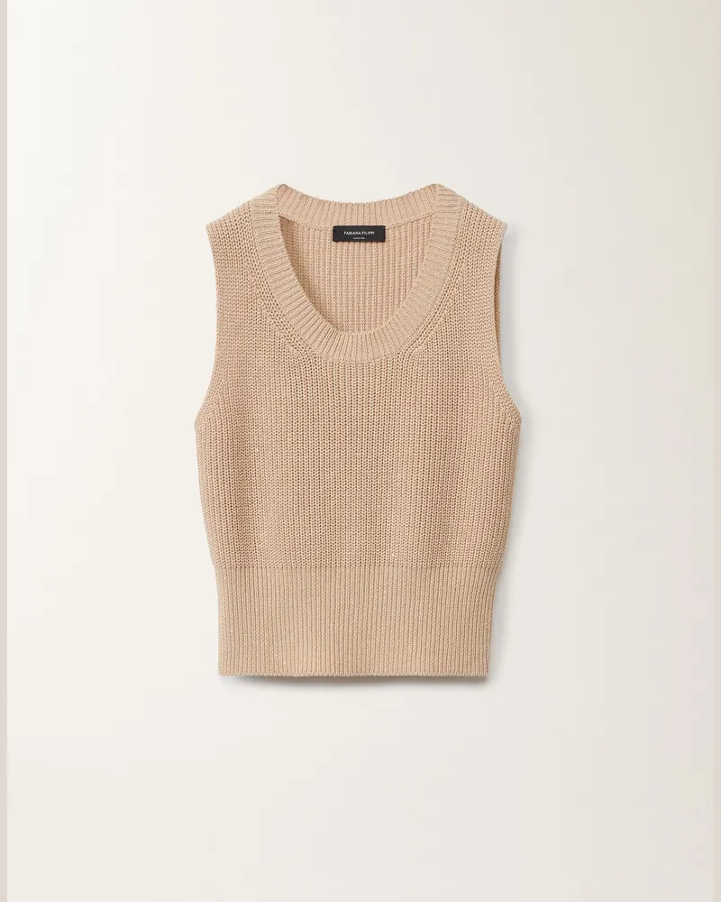 Fabiana Filippi Gilet Aus Baumwolle Und Leinen Mit Pailletten, Sand - Frau Strickwaren Sand Sand