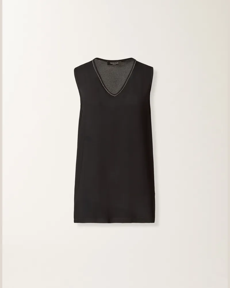 Fabiana Filippi Top Aus Stretchigem Sablé, Schwarz - Frau T-shirts & Tops Schwarz Schwarz
