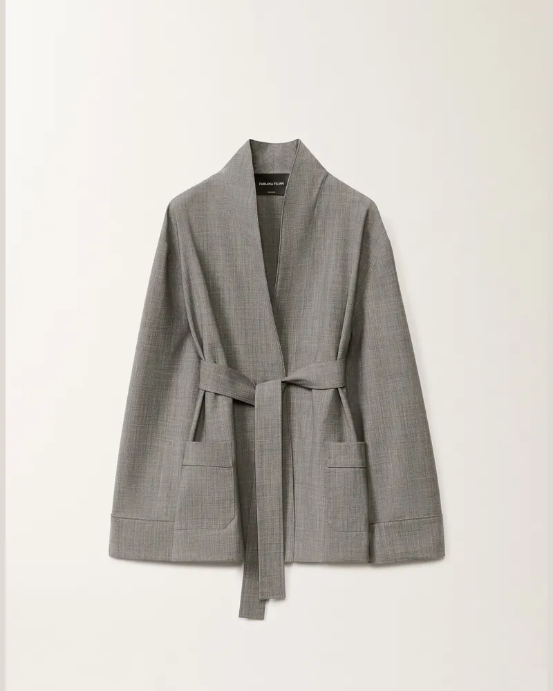 Fabiana Filippi Jacke Aus Cool Wool, Felsgrau Meliert - Frau Blazer Grau Grau