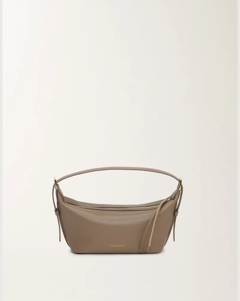 Fabiana Filippi Mini-hobo-bag Aus Gekörntem Leder, Schlammbraun - Frau Mini-tachen & Clutches Vanille Vanille