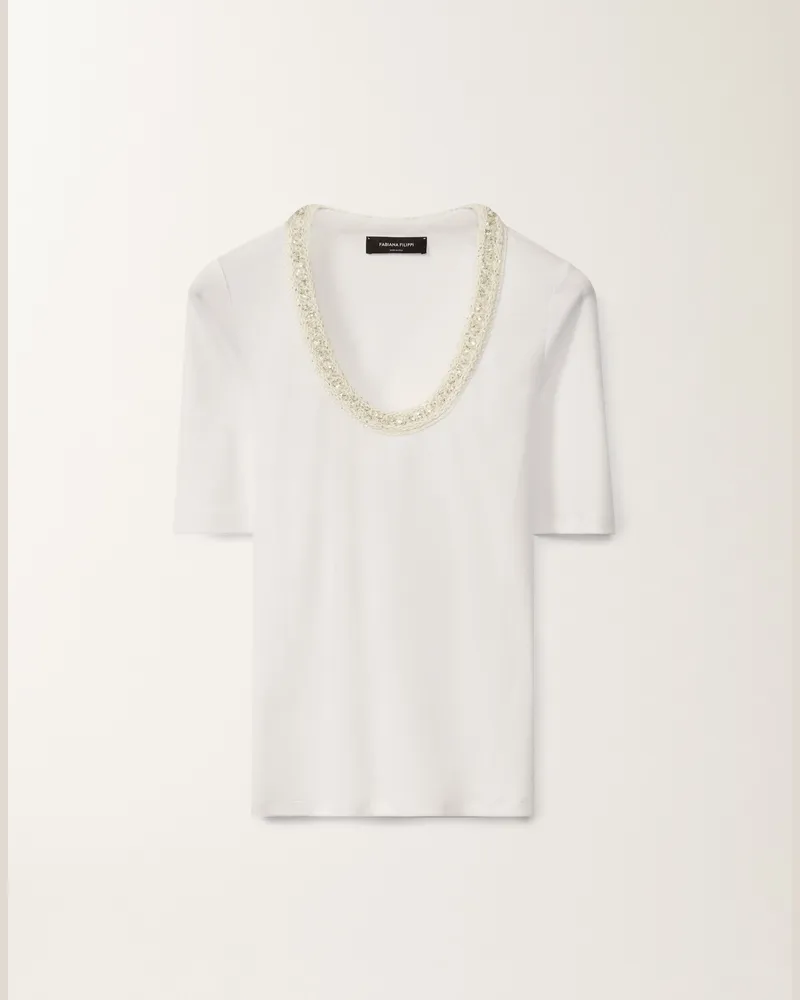 Fabiana Filippi T-shirt Aus Jersey, Optisch Weiß Und Weiß - Frau T-shirts & Tops Weiss Weiss