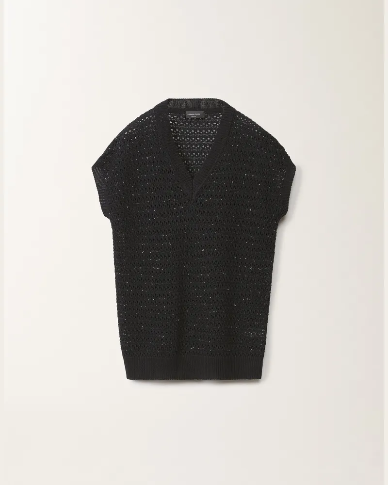 Fabiana Filippi Pullover Aus Baumwolle Mit Pailletten, Nachtblau - Frau Strickwaren Blau Blau