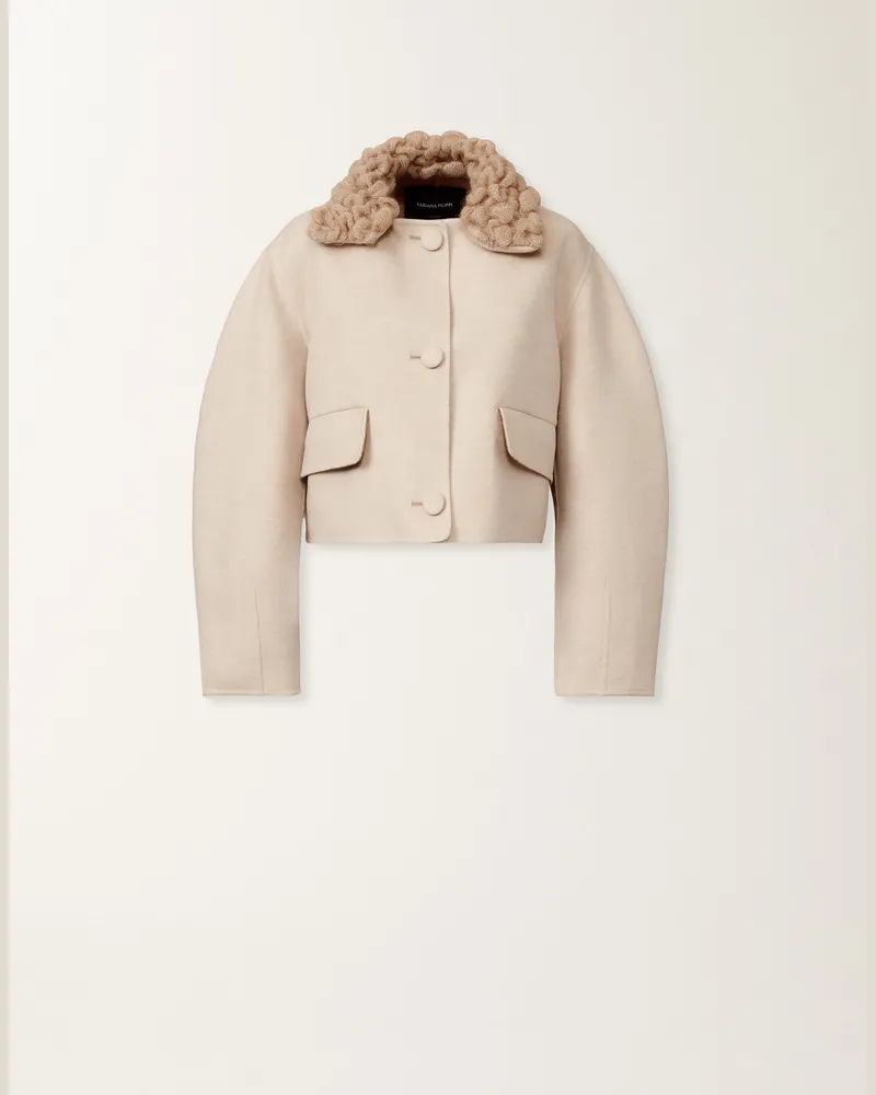 Fabiana Filippi Kurze Jacke Aus Double-wollgewebe, Seilbraun Und Weidenfarben - Frau Blazer Beige Beige