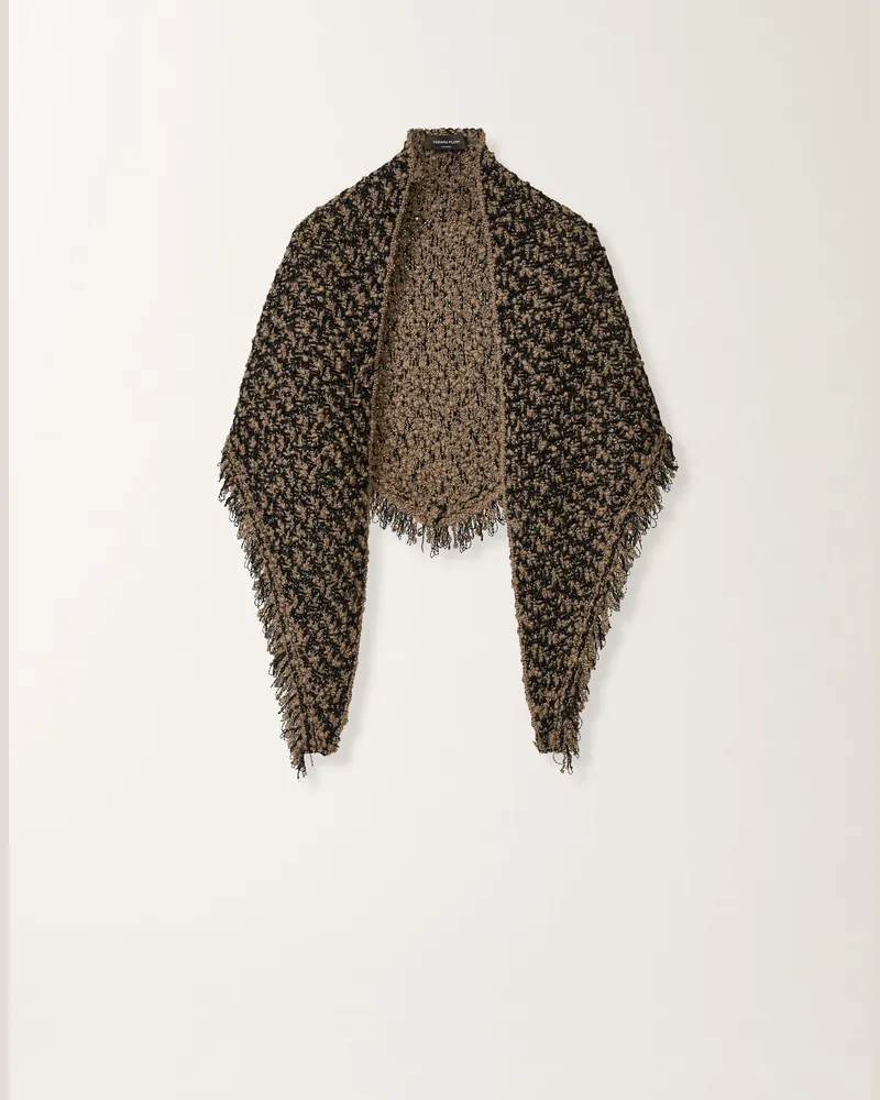 Fabiana Filippi Tweed- Und Paillettenfoulard, Schlamm Und Schwarz - Frau Schals & Schultertüchers Braun Braun