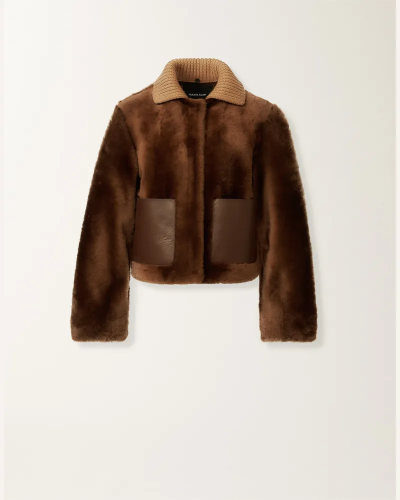 Fabiana Filippi Jacke Aus Shearling, Mahagonibraun - Frau Blazer Braun Braun