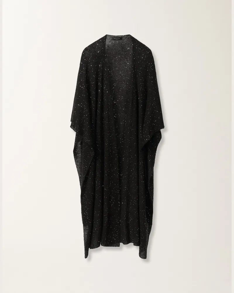 Fabiana Filippi Offenes Cape Aus Mohair, Schwarz - Frau Schals & Schultertüchers Schwarz Schwarz