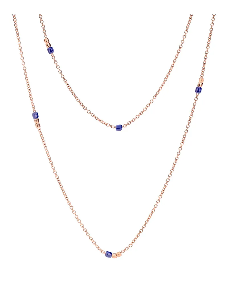 DoDo HALSKETTE MINI-GRANELLI ROSÉGOLD UND KERAMIK Blau