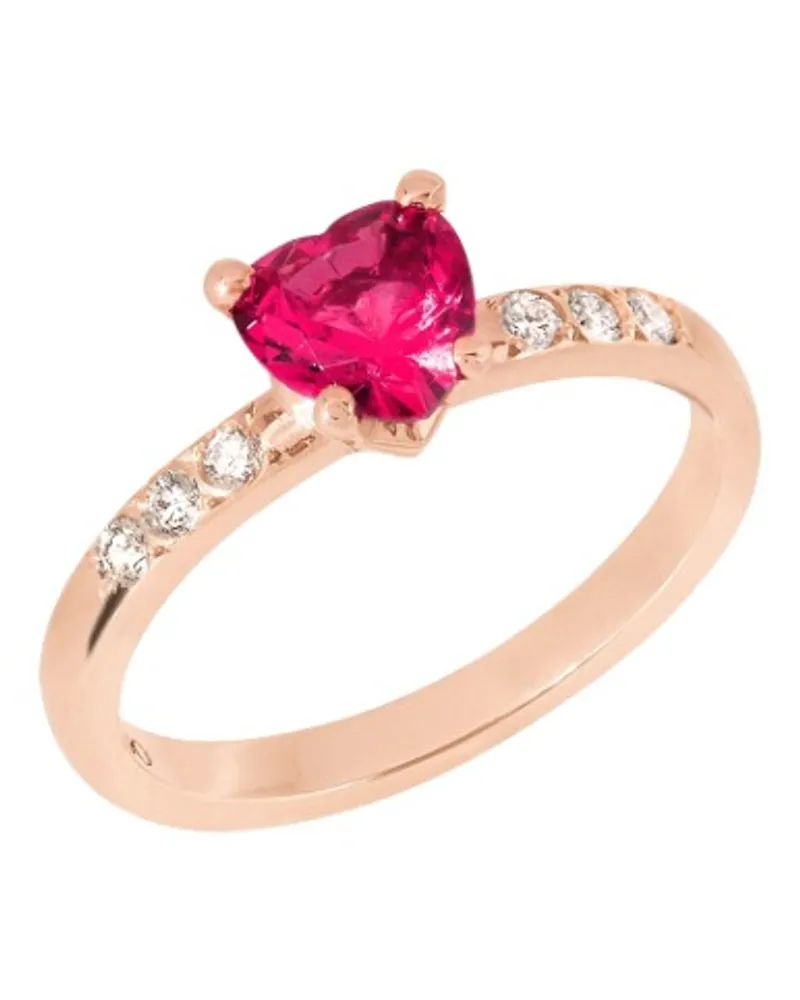 DoDo RING HERZ ROSÉGOLD, SYNTHETISCHER RUBIN UND DIAMANTEN Rot