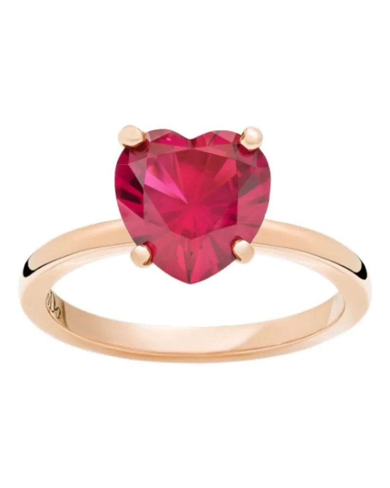 DoDo RING HERZ ROSÉGOLD UND SYNTHETISCHER RUBIN Rot