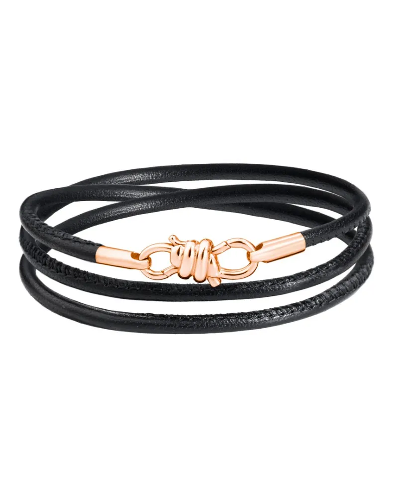DoDo ARMBAND NODO ROSÉGOLD UND KORDEL AUS LEDER Schwarz