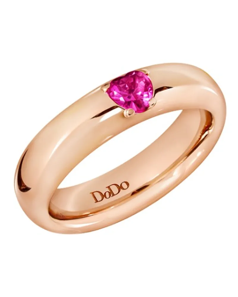 DoDo RING HERZ ROSÉGOLD UND SYNTHETISCHER RUBIN Rot
