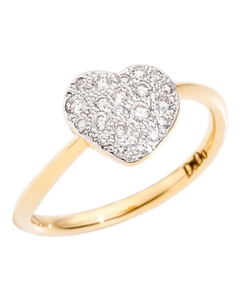 DoDo RING HERZ GELBGOLD UND WEISSE DIAMANTEN Weiss