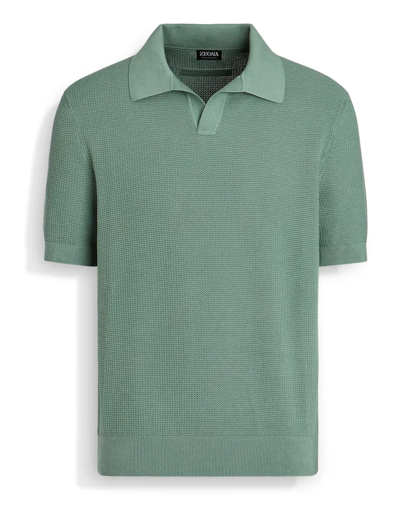 Ermenegildo Zegna Poloshirt aus Premium Cotton in Salbeigrün Salbeigrün