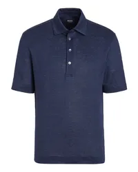 Ermenegildo Zegna Kurzarm-Poloshirt aus reinem Leinen in Marineblau Marineblau