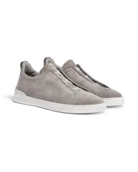 Ermenegildo Zegna Triple Stitch Sneaker aus Wildleder in meliertem Grau Meliertes